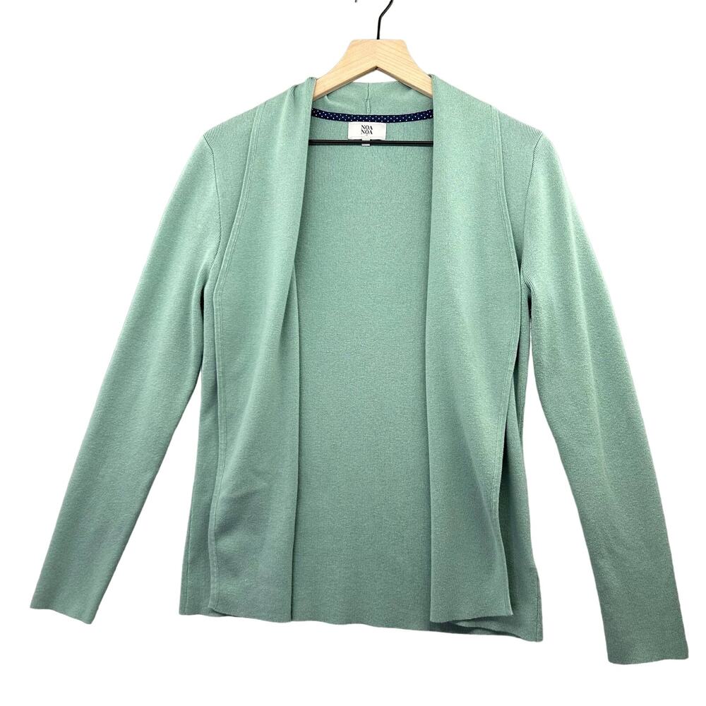 NOA NOA Open Cardigan Womens XL Green Jersey Knit Sweater Minimalist Everyday